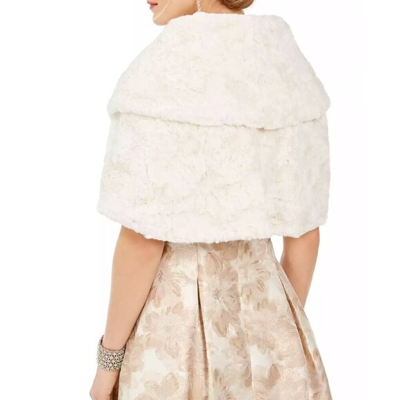 New Eliza J Women's Size M Ivory Faux-Fur Shrug - Picture 3 of 11